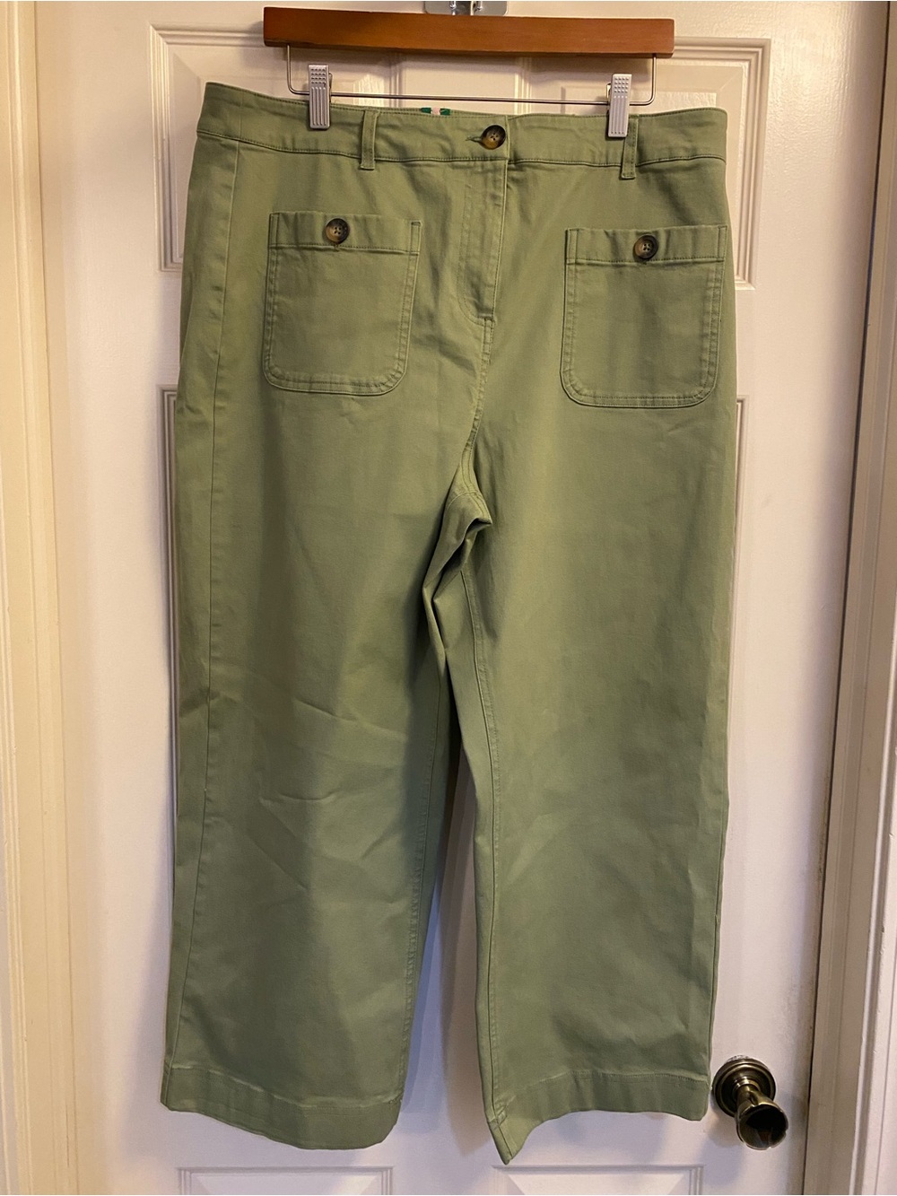 Bodes NWOT Olive Green Chinos High Rise Cropped with Front Patch Pockets